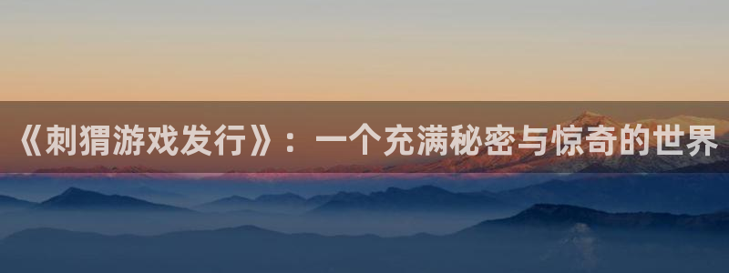 亿万28官网登录注册不了：《刺猬游戏发行》：一个充满秘密与惊奇的世界
